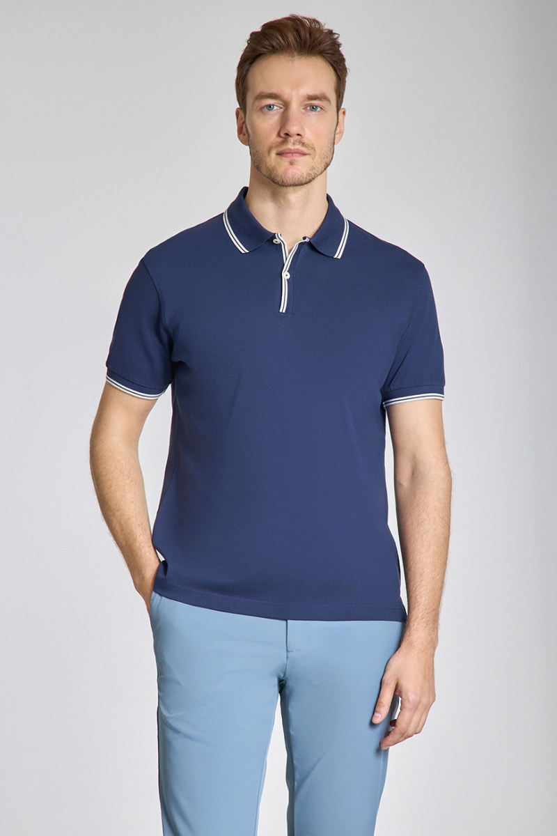 Erkek Polo Yaka Düğmeli Tshirt Lacivert