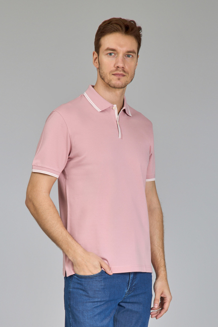 Erkek Polo Yaka Düğmeli Tshirt Pembe - 5