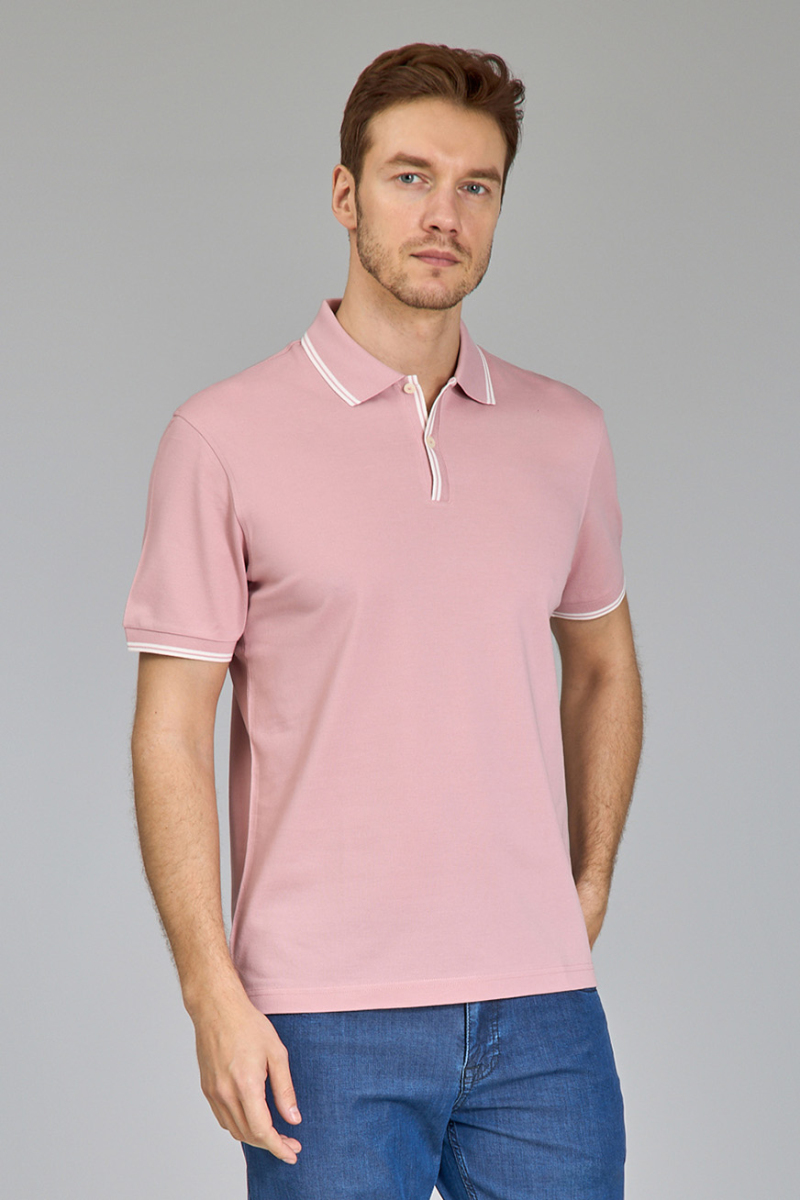 Erkek Polo Yaka Düğmeli Tshirt Pembe - 6