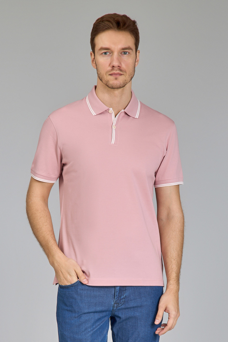 Erkek Polo Yaka Düğmeli Tshirt Pembe