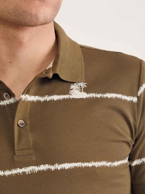 Bisse Erkek Polo Yaka Palmiye Baskılı Pike T-Shirt HAKİ. 3 Bisse Erkek Polo Yaka Palmiye Baskılı Pike T-Shirt HAKİ. 3