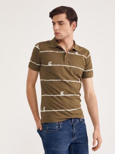 Bisse Erkek Polo Yaka Palmiye Baskılı Pike T-Shirt HAKİ. 4 Bisse Erkek Polo Yaka Palmiye Baskılı Pike T-Shirt HAKİ. 4