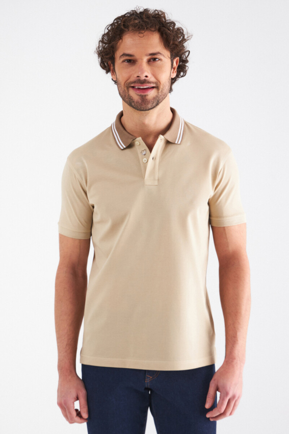 Pike Polo Yaka Bej Erkek T-Shirt - 1