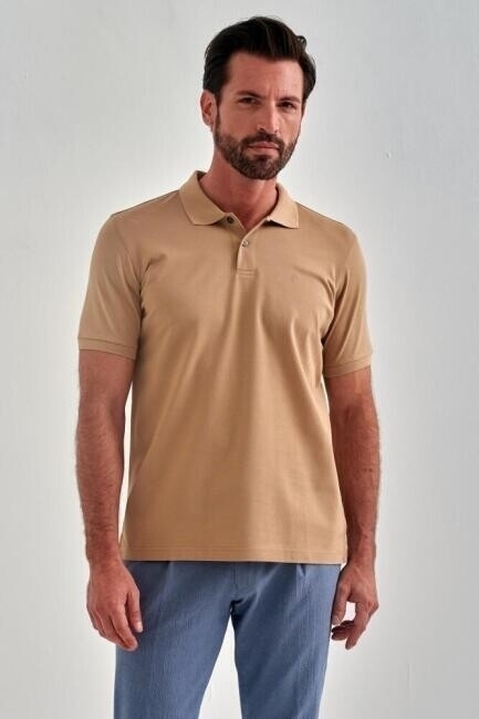 Pike Düğmeli Polo Yaka Bej Erkek T-shirt
