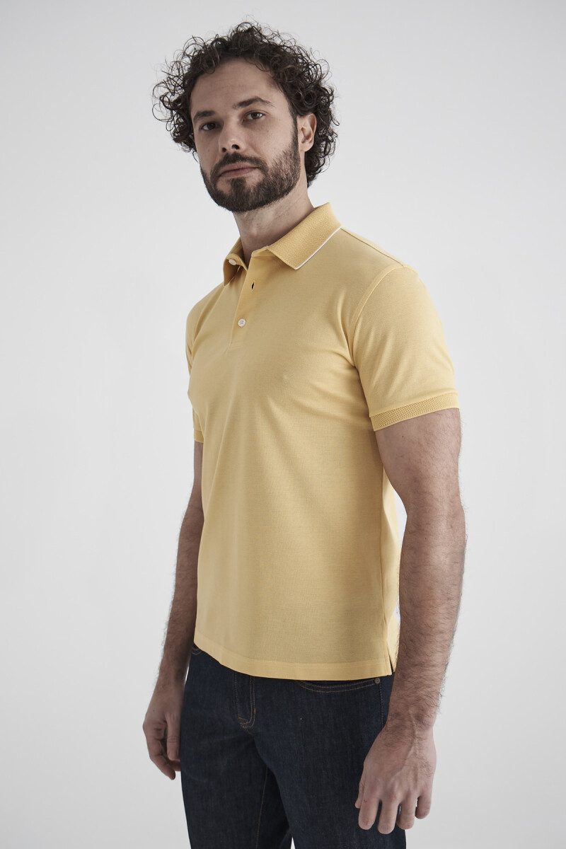 Pike Polo Yaka Düğmeli Sarı Erkek T-shirt