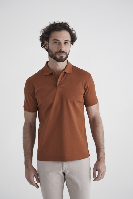 Basic Polo Yaka Kiremit Erkek T-Shirt