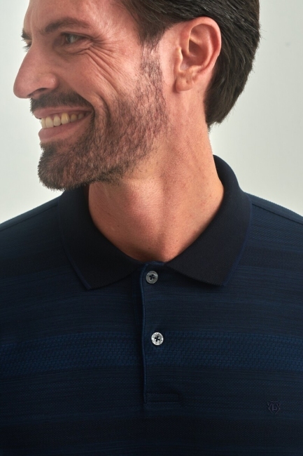 Merserize Jakar Polo Yaka Lacivert Erkek T-Shirt - 3
