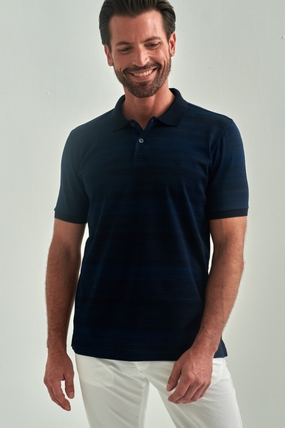 Merserize Jakar Polo Yaka Lacivert Erkek T-Shirt - 1