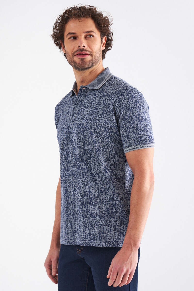 Merserize Jakar Gizli Patlı Polo Yaka Lacivert Erkek T-shirt