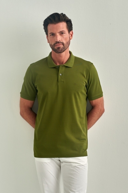 Basic Polo Yaka Haki Erkek T-Shirt