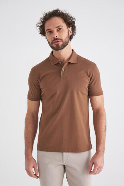 Basic Polo Yaka Camel Erkek T-Shirt