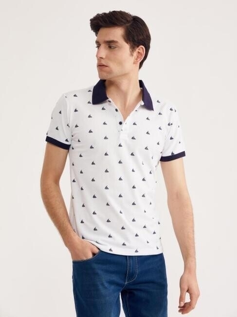 Bisse Erkek Polo Yaka Tekne Baskılı Pike T-Shirt BEYAZ. 4 Bisse Erkek Polo Yaka Tekne Baskılı Pike T-Shirt BEYAZ. 4