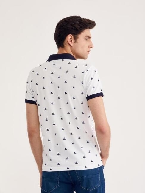 Bisse Erkek Polo Yaka Tekne Baskılı Pike T-Shirt BEYAZ. 2 Bisse Erkek Polo Yaka Tekne Baskılı Pike T-Shirt BEYAZ. 2
