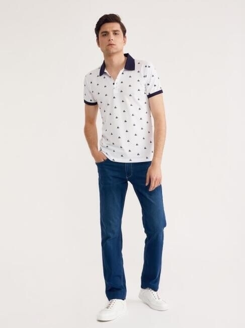 Bisse Erkek Polo Yaka Tekne Baskılı Pike T-Shirt BEYAZ. 5 Bisse Erkek Polo Yaka Tekne Baskılı Pike T-Shirt BEYAZ. 5