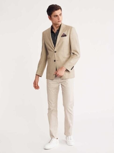 Bisse Erkek Regular Fit 6 Drop Platinum Blazer Ceket BEJ. 6 Bisse Erkek Regular Fit 6 Drop Platinum Blazer Ceket BEJ. 6