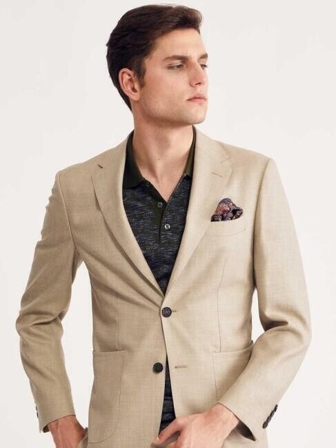 Bisse Erkek Regular Fit 6 Drop Platinum Blazer Ceket BEJ. 5 Bisse Erkek Regular Fit 6 Drop Platinum Blazer Ceket BEJ. 5