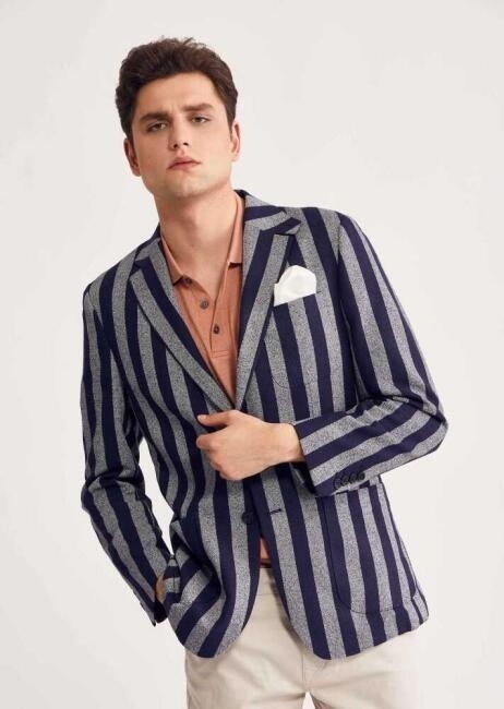 Bisse Men’s Regular Fit Striped Sport Jacket NAVY BLUE. 1 Bisse Men’s Regular Fit Striped Sport Jacket NAVY BLUE. 1