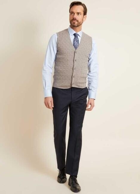Regular Fit Desenli Vizon Erkek Triko Yelek - 6