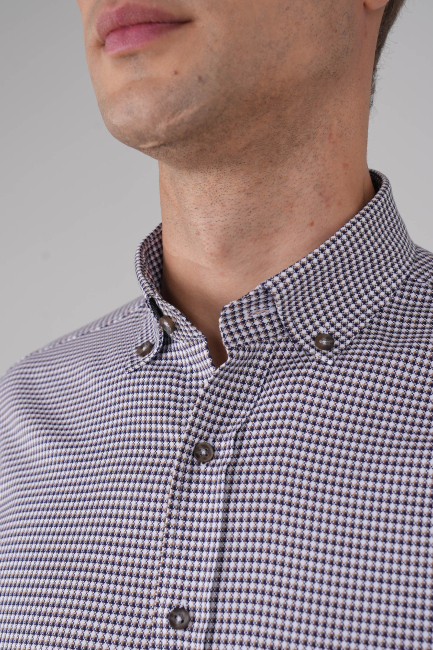 Erkek Regular Fit Desenli Uzun Kollu Gömlek - 3