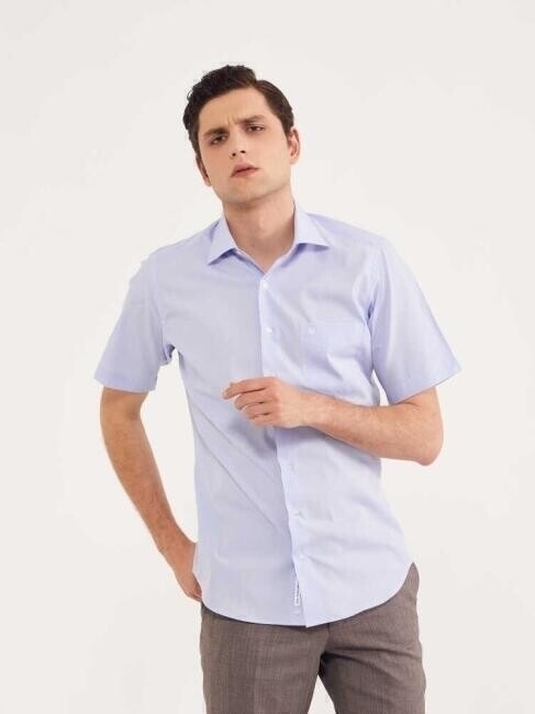 Bisse Men’s Regular Fit Short Sleeve Classic Shirt LIGHT BLUE. 3