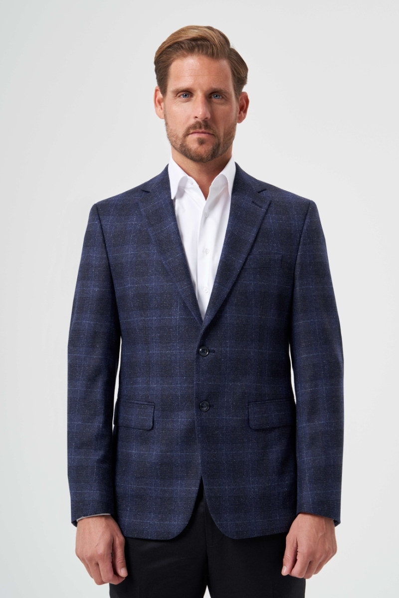 Erkek Regular Fit Lacivert Mono Yaka Ceket