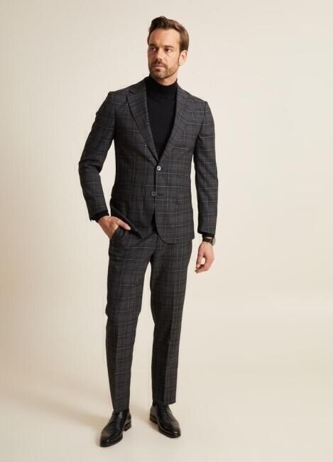 Bisse Men’s Regular Fit Mono Collar Double-Slit 6 Drop Suit BLACK. 1 Bisse Men’s Regular Fit Mono Collar Double-Slit 6 Drop Suit BLACK. 1
