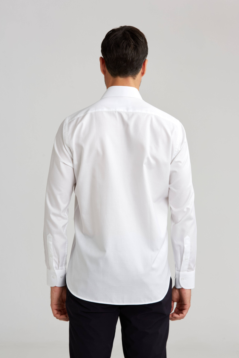 Erkek Regular Fit Pamuk Cepsiz Beyaz Gömlek (1)