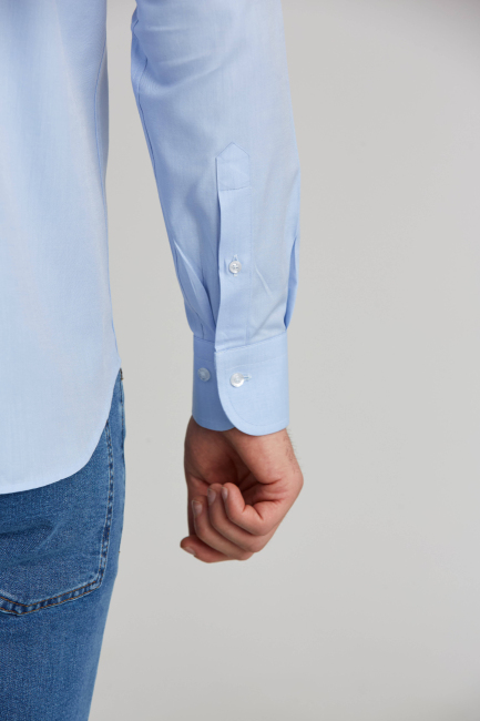 Erkek Regular Fit Pamuk Cepsiz Mavi Gömlek - 3