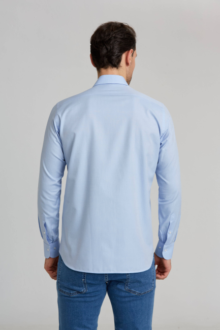 Regular Fit Blue Classic Men's Shirt (1)