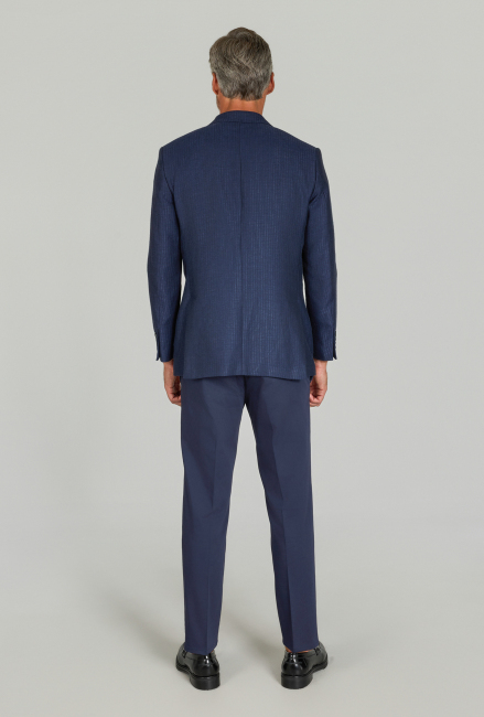 Erkek Regular Fit Pamuk Keten Ceket Lacivert - 5