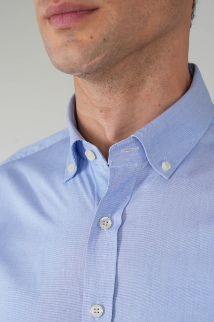 Erkek Regular Fit Pamuk Klasik Mavi Gömlek - 3