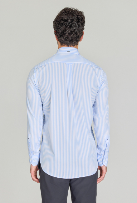 Erkek Regular Fit Pamuk Tek Cep Açık Mavi Gömlek - 4