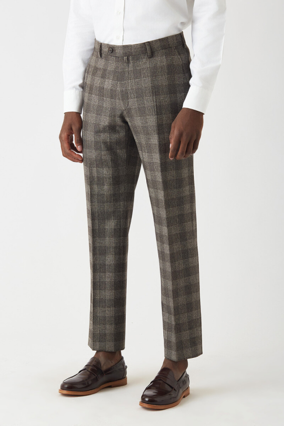 Regular Fit Platinium Ekoseli Bej Klasik Erkek Pantolon - 4