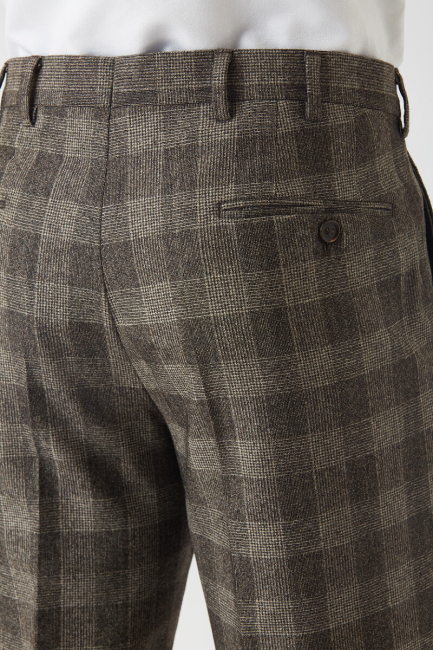 Regular Fit Platinium Ekoseli Bej Klasik Erkek Pantolon - 3