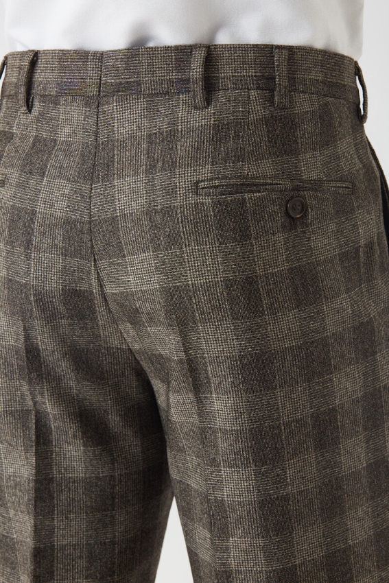 Regular Fit Platinium Ekoseli Bej Klasik Erkek Pantolon - 3
