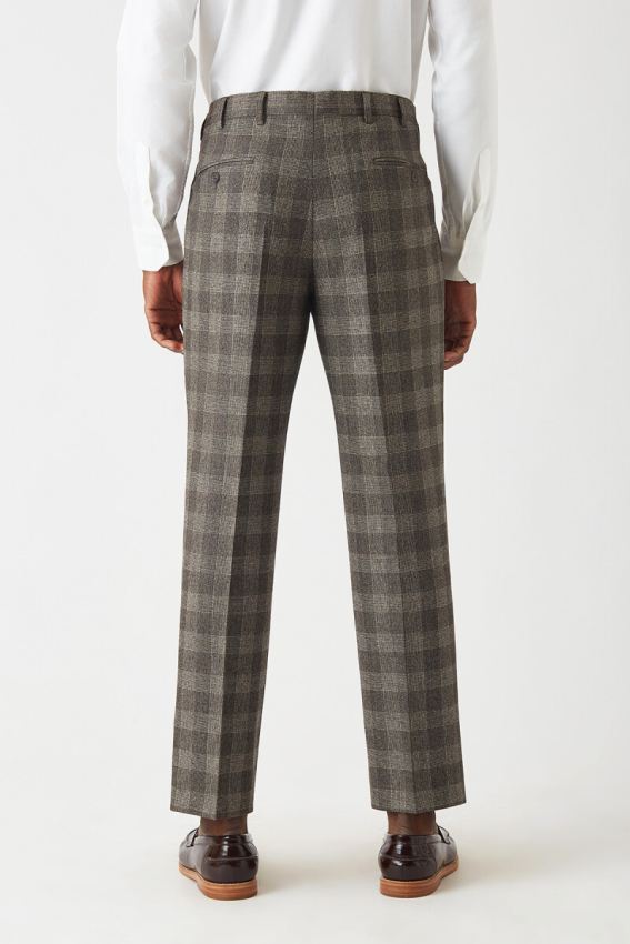 Regular Fit Platinium Ekoseli Bej Klasik Erkek Pantolon - 2