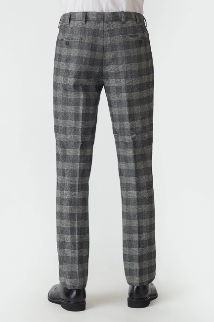 Regular Fit Platinium Ekoseli Gri Klasik Erkek Pantolon - 2