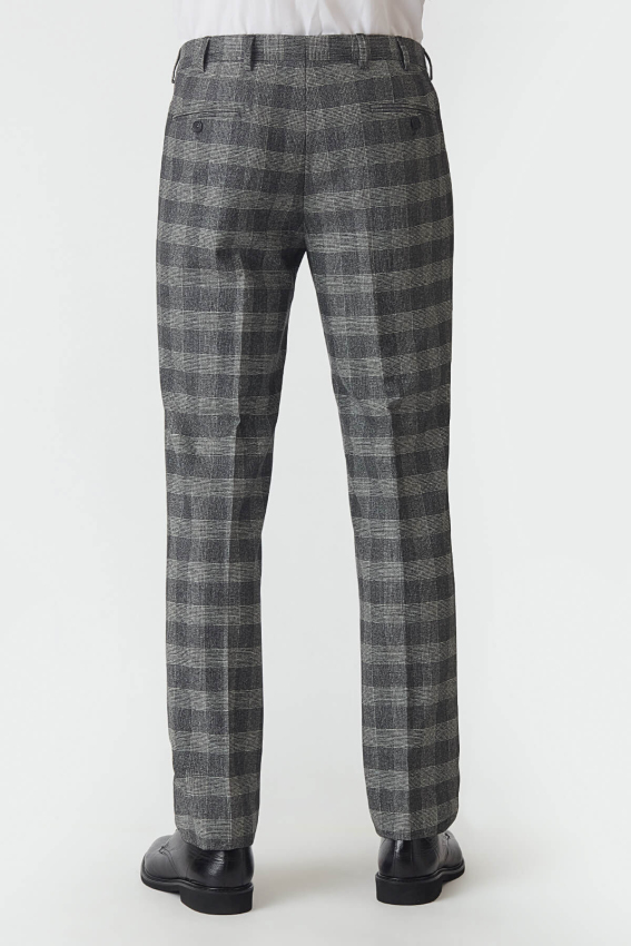 Regular Fit Platinium Ekoseli Gri Klasik Erkek Pantolon - 2