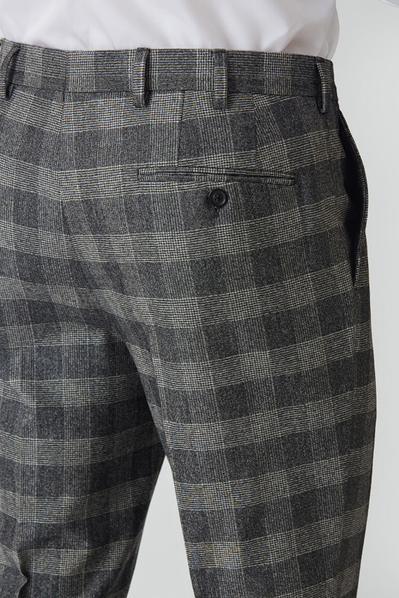 Regular Fit Platinium Ekoseli Gri Klasik Erkek Pantolon - 4