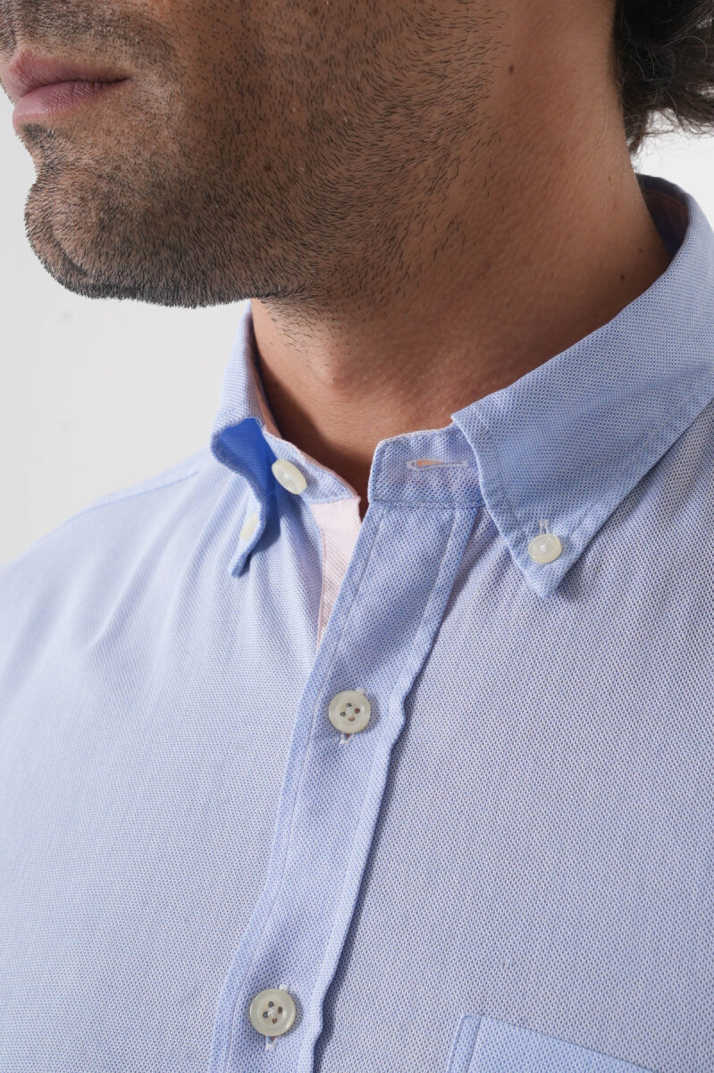 Erkek Regular Fit Uzun Kol  Açık Mavi Gömlek - 6