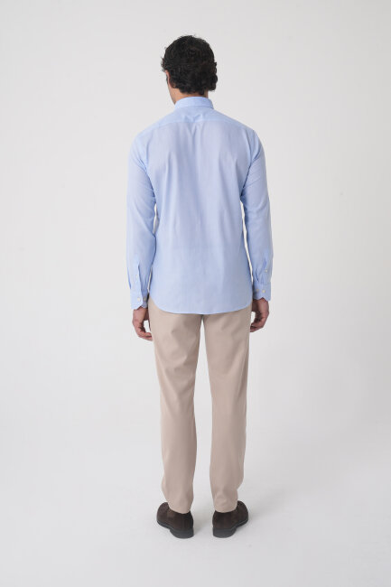 Erkek Regular Fit Uzun Kol  Açık Mavi Gömlek - 5