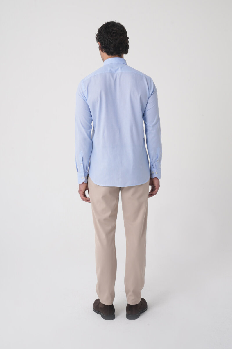 Erkek Regular Fit Uzun Kol  Açık Mavi Gömlek - 5