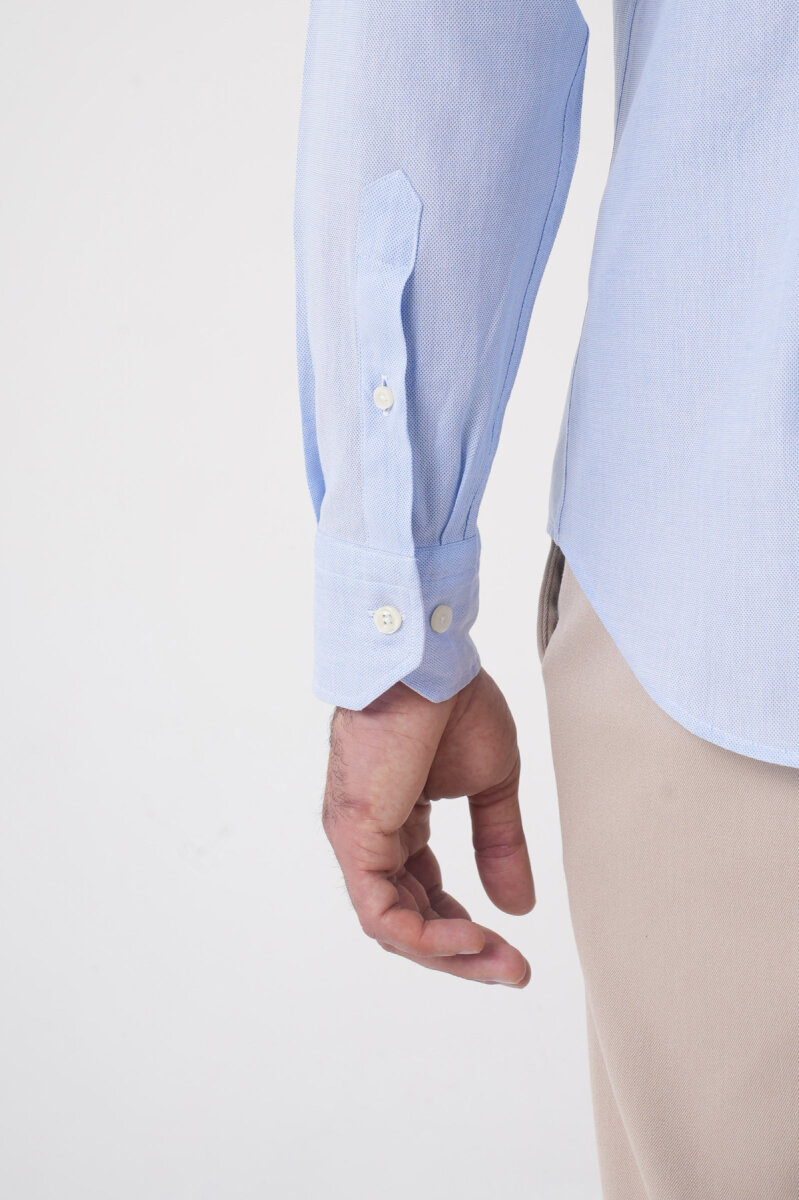 Erkek Regular Fit Uzun Kol  Açık Mavi Gömlek - 7