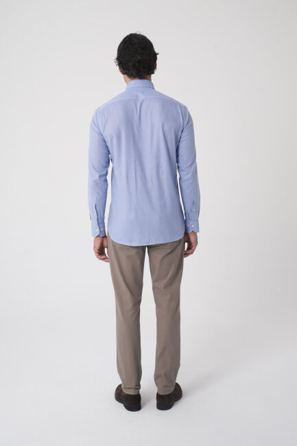 Erkek Regular Fit Uzun Kol  Mavi Gömlek - 5