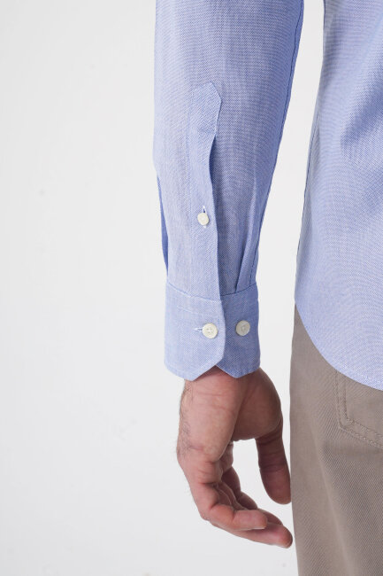 Erkek Regular Fit Uzun Kol  Mavi Gömlek - 7