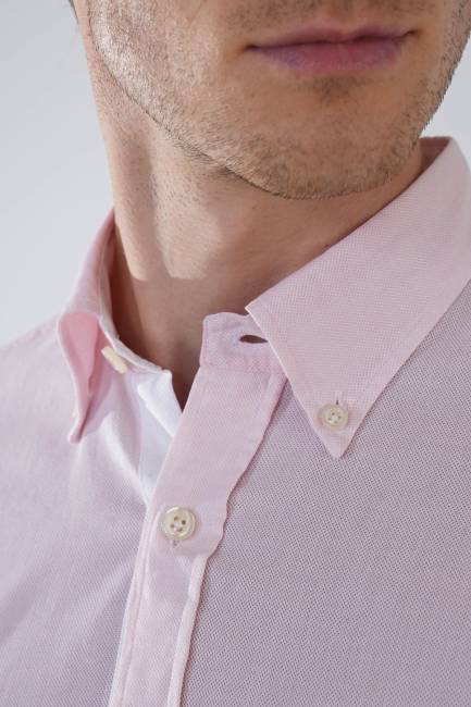 Erkek Regular Fit Uzun Kol Pembe Gömlek - 4