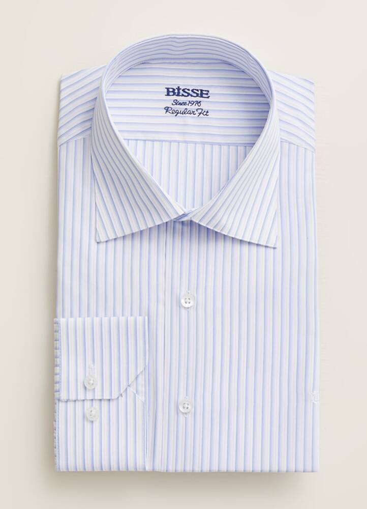 Regular Fit Mavi Klasik Erkek Gömlek - 6