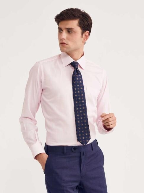 Erkek Regular Fit Uzun Kollu Klasik Gömlek PEMBE - 4