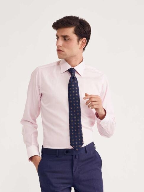 Erkek Regular Fit Uzun Kollu Klasik Gömlek PEMBE - 1