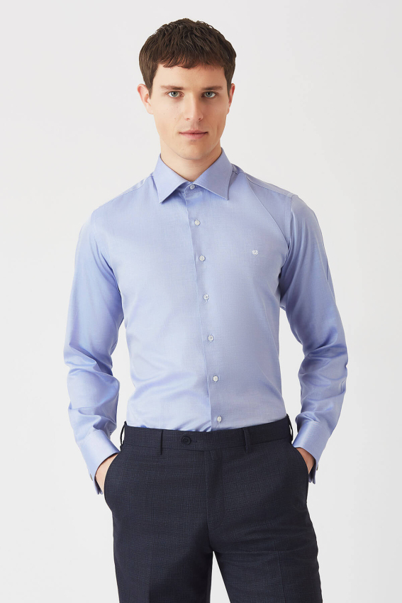 Regular Fit Mavi Klasik Erkek Gömlek - 1